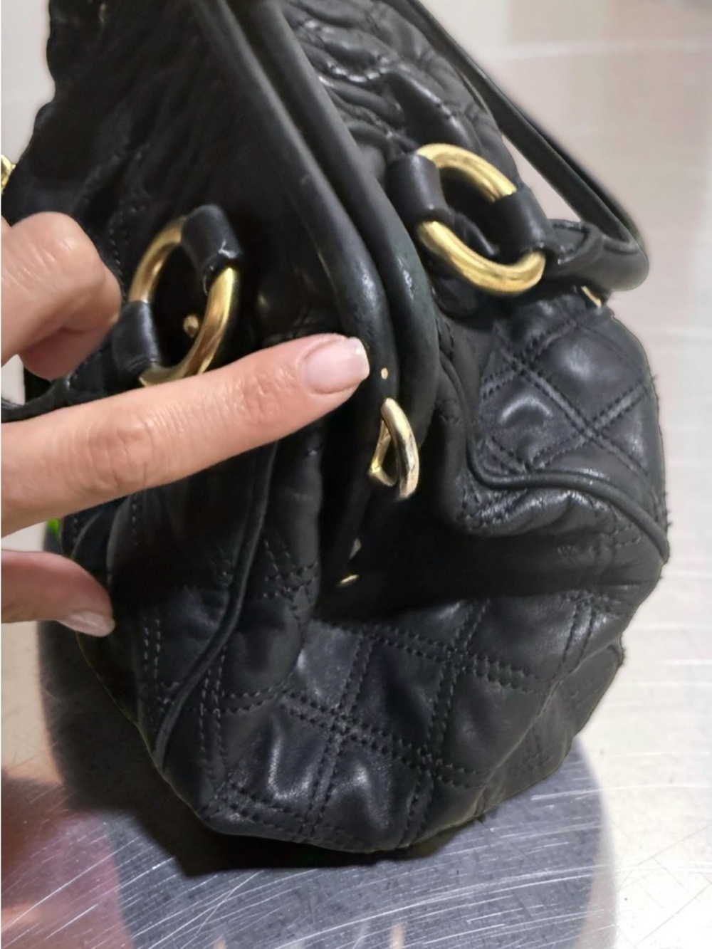 Rare Marc Jacobs Stam Bag Vintage Quilted Leather Kiss Lock - Black - Picture 7 of 10